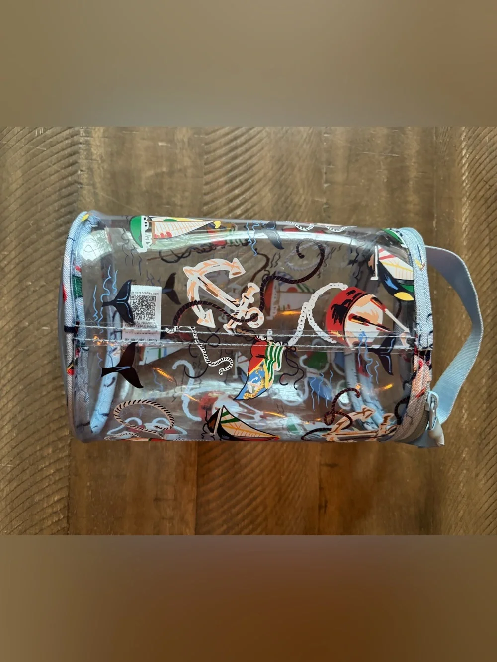 Vera Bradley Clear Nautical Cylinder Bag - Light Blue Trim